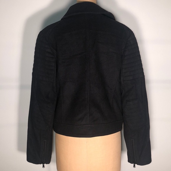 Vince Wool Cropped Motorcycle Jacket Elbow Patch - Picture 3 of 8